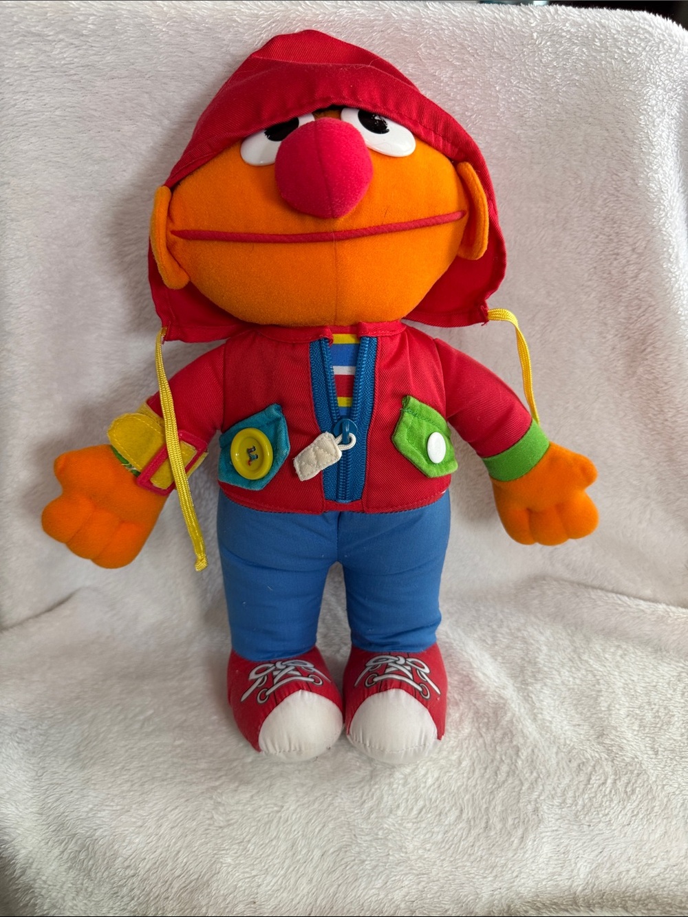 Colorful Orange Hoodie Plush Toy with Interactive Outfit
